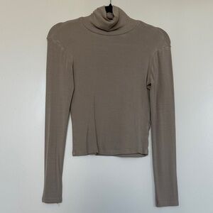 Zara Taupe Long Sleeve Turtleneck Top